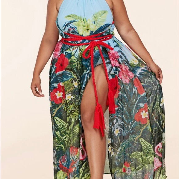 Latiste Tropical Leaf Rope Maxi Dress - Picture 7 of 13